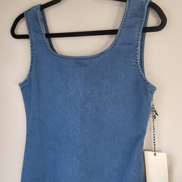 NWT iris chambray stretch denim mini dress contour bodycon 90s Vintage - Picture 4 of 10